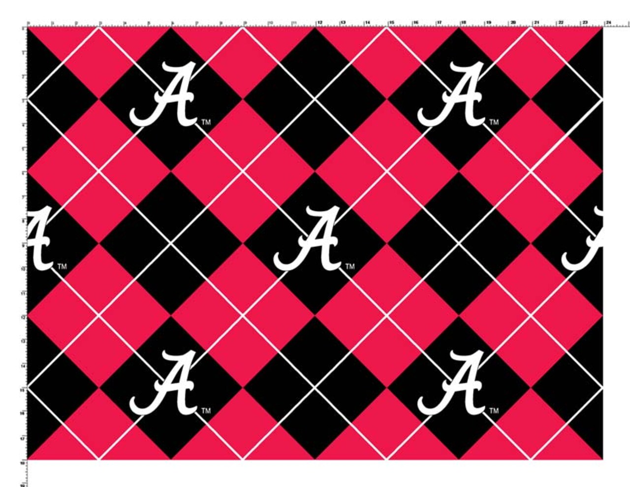 Sykel Enterprises-University of Alabama Fleece Fabric-Alabama Crimson Tide Argyle Fleece Blanket Fabric-Sold by the yard